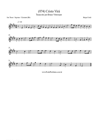 Harpa Cristã (074) Cristo Virá score for Tenor Saxophone Soprano (Bb)