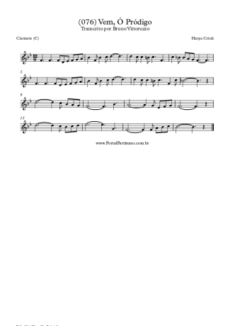 Harpa Cristã (076) Vem Ó Pródigo score for Clarinet (C)
