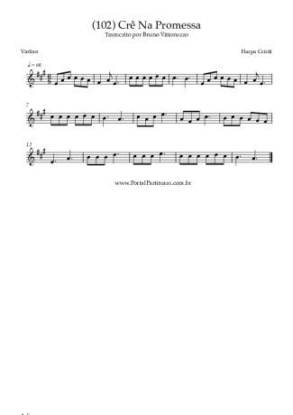 Harpa Cristã (102) Crê Na Promessa score for Violin