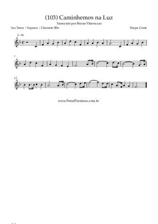 Harpa Cristã (103) Caminhemos Na Luz score for Tenor Saxophone Soprano (Bb)