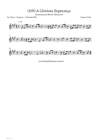 Harpa Cristã (105) A Gloriosa Esperança score for Tenor Saxophone Soprano (Bb)