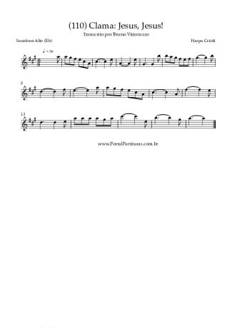 Harpa Cristã (110) Clama Jesus Jesus! score for Alto Saxophone