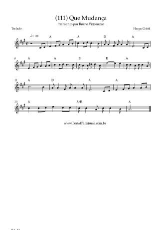Harpa Cristã (111) Que Mudança score for Keyboard