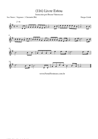 Harpa Cristã (116) Livre Estou score for Tenor Saxophone Soprano (Bb)