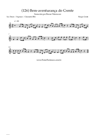 Harpa Cristã (126) Bem Aventurança Do Crente score for Clarinet (Bb)