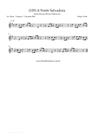 Harpa Cristã (129) A Fonte Salvadora score for Tenor Saxophone Soprano (Bb)