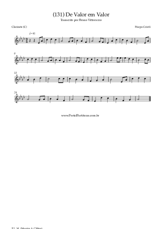 Harpa Cristã (131) De Valor Em Valor score for Clarinet (C)