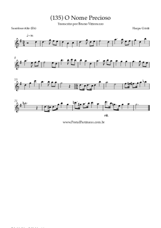 Harpa Cristã (135) O Nome Precioso score for Alto Saxophone