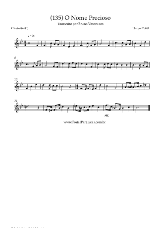 Harpa Cristã (135) O Nome Precioso score for Clarinet (C)