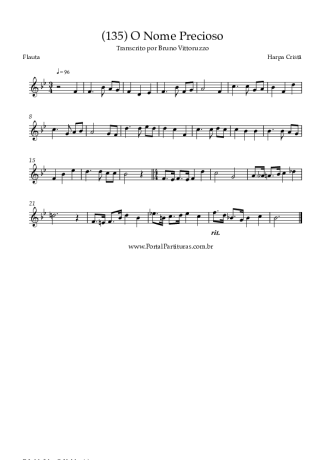 Harpa Cristã (135) O Nome Precioso score for Flute