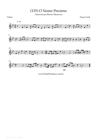 Harpa Cristã (135) O Nome Precioso score for Violin