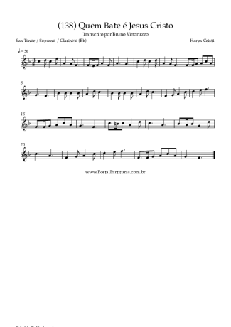 Harpa Cristã (138) Quem Bate é Jesus Cristo score for Clarinet (Bb)