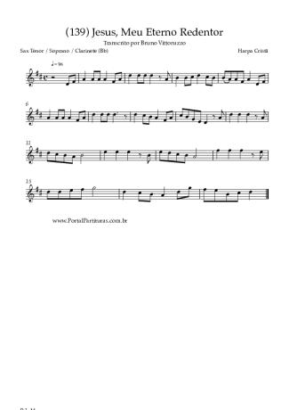 Harpa Cristã (139) Jesus Meu Eterno Redentor score for Tenor Saxophone Soprano (Bb)