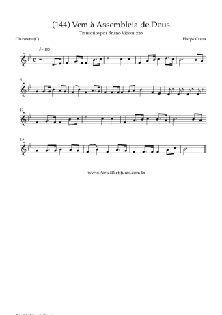 Harpa Cristã (144) Vem à Assembleia De Deus score for Clarinet (C)