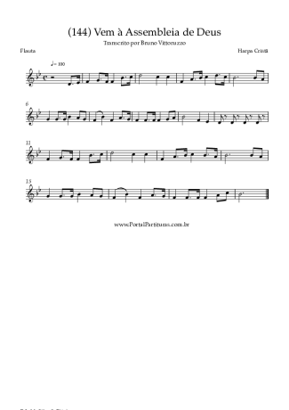 Harpa Cristã (144) Vem à Assembleia De Deus score for Flute