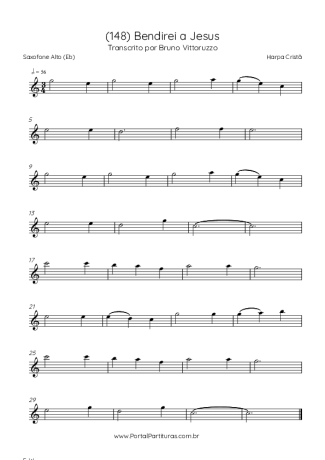 Harpa Cristã (148) Bendirei A Jesus score for Alto Saxophone