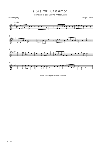 Harpa Cristã (164) Paz Luz E Amor score for Clarinet (Bb)