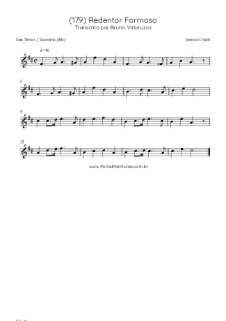Harpa Cristã (179) Redentor Formoso score for Tenor Saxophone Soprano (Bb)