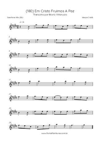 Harpa Cristã (180) Em Cristo Fruimos A Paz score for Alto Saxophone