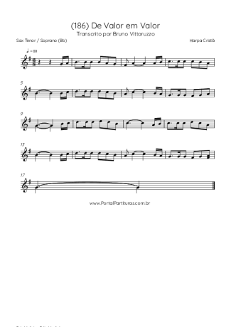 Harpa Cristã (186) De Valor Em Valor score for Tenor Saxophone Soprano (Bb)