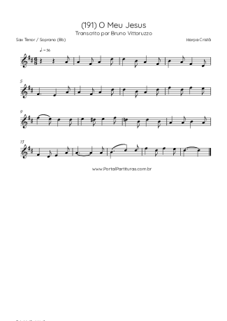 Harpa Cristã (191) O Meu Jesus score for Tenor Saxophone Soprano (Bb)