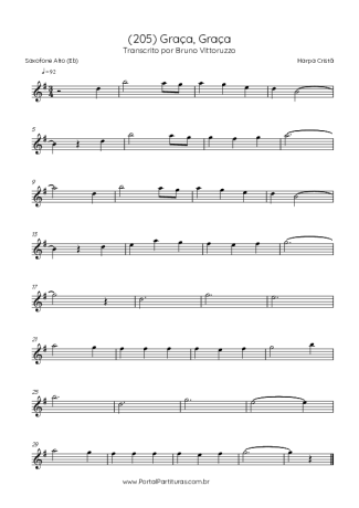 Harpa Cristã (205) Graça Graça score for Alto Saxophone