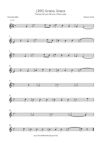Harpa Cristã (205) Graça Graça score for Clarinet (Bb)
