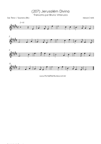 Harpa Cristã (207) Jerusalém Divina score for Tenor Saxophone Soprano (Bb)