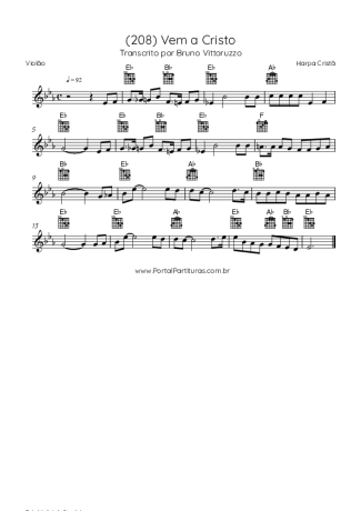 Harpa Cristã (208) Vem A Cristo score for Acoustic Guitar