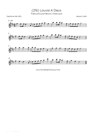 Harpa Cristã (216) Louvai A Deus score for Alto Saxophone