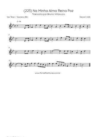 Harpa Cristã (223) Na Minha Alma Reina Paz score for Tenor Saxophone Soprano (Bb)