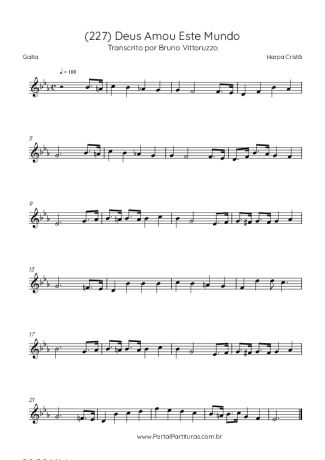 Harpa Cristã (227) Deus Amou Este Mundo score for Harmonica