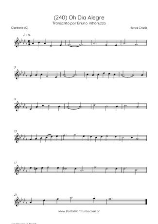 Harpa Cristã (240) Oh Dia Alegre score for Clarinet (C)
