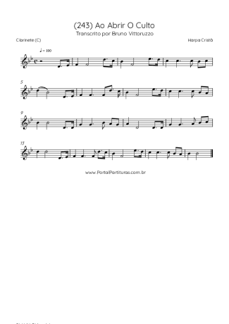 Harpa Cristã (243) Ao Abrir O Culto score for Clarinet (C)