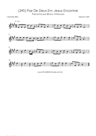 Harpa Cristã (245) Paz De Deus Em Jesus Encontrei score for Clarinet (Bb)