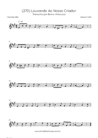 Harpa Cristã (270) Louvando Ao Nosso Criador score for Clarinet (Bb)