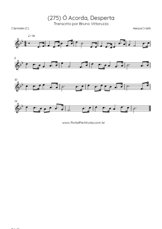 Harpa Cristã (275) Ó Acorda Desperta score for Clarinet (C)