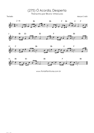 Harpa Cristã (275) Ó Acorda Desperta score for Keyboard