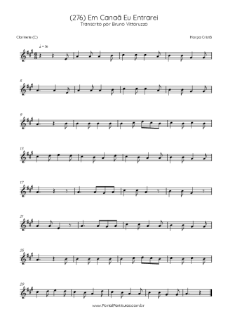 Harpa Cristã (276) Em Canaã Eu Entrarei score for Clarinet (C)