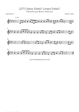Harpa Cristã (277) Salvo Estás Limpo Estás score for Clarinet (C)