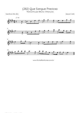Harpa Cristã (282) Que Sangue Precioso score for Alto Saxophone