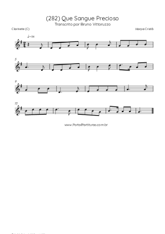 Harpa Cristã (282) Que Sangue Precioso score for Clarinet (C)