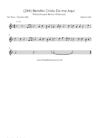 Harpa Cristã (284) Bendito Cristo Eis-me Aqui score for Tenor Saxophone Soprano (Bb)