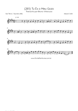 Harpa Cristã (285) Tu És O Meu Gozo score for Tenor Saxophone Soprano (Bb)