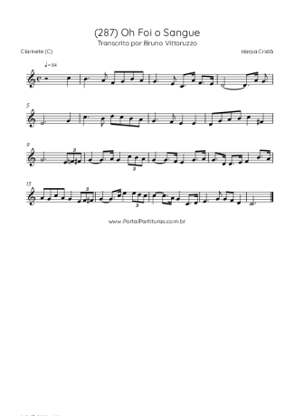Harpa Cristã (287) Oh Foi O Sangue score for Clarinet (C)