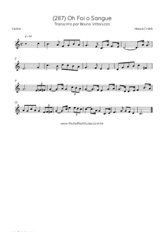 Harpa Cristã (287) Oh Foi O Sangue score for Violin