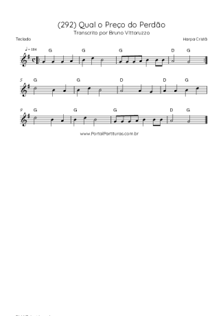 Harpa Cristã (292) Qual O Preço Do Perdão score for Keyboard