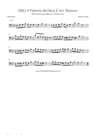 Harpa Cristã (306) A Palavra De Deus É Um Tesouro score for Cello