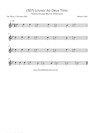 Harpa Cristã (307) Louvor Ao Deus Trino score for Tenor Saxophone Soprano (Bb)