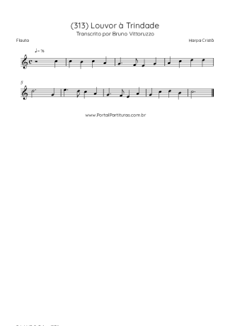 Harpa Cristã (313) Louvor à Trindade score for Flute